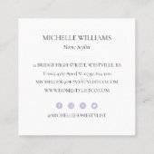 Elegante Lavender Modern Square Business Cards Quadratische Visitenkarte (Rückseite)