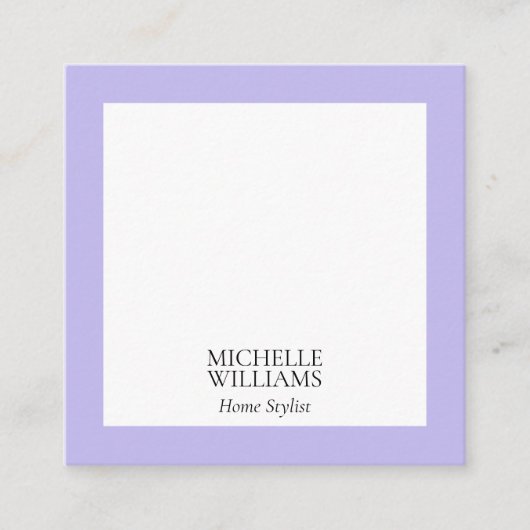 Elegante Lavender Modern Square Business Cards Quadratische Visitenkarte (Vorderseite)