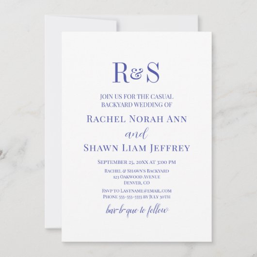 Elegante Lavender Monogram Backyard Wedding Einladung (Vorderseite)