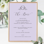 Elegante Lavender Monogram Bar Wedding Sign Poster