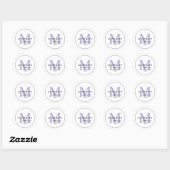 Elegante Lavender Monogram-Rücksendeadresse Runder Aufkleber (Blatt)