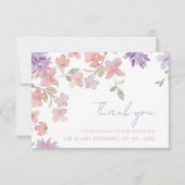 Elegante Lavender Pink Whimsical Wildblume Hochzei Dankeskarte (Vorderseite)