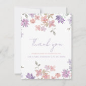 Elegante Lavender Pink Whimsical Wildblume Hochzei Dankeskarte (Vorderseite)