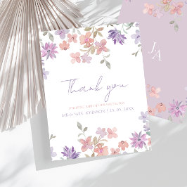 Elegante Lavender Pink Whimsical Wildblume Hochzei Dankeskarte