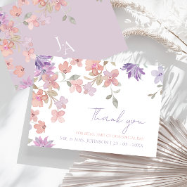 Elegante Lavender Pink Whimsical Wildblume Hochzei Dankeskarte