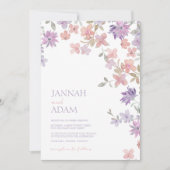 Elegante Lavender Pink Whimsical Wildblume Hochzei Einladung (Vorderseite)