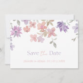 Elegante Lavender Pink Whimsical Wildblume Hochzei Save The Date (Vorderseite)