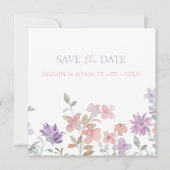 Elegante Lavender Pink Whimsical Wildblume Hochzei Save The Date (Vorderseite)
