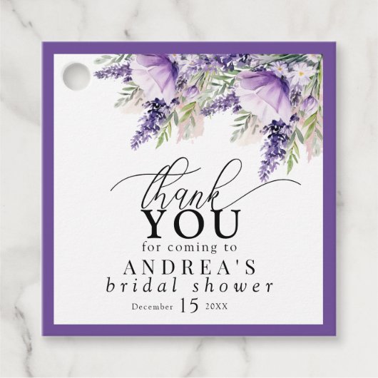 Elegante Lavender Purple Flowers Danke Geschenkanhänger (Vorderseite)