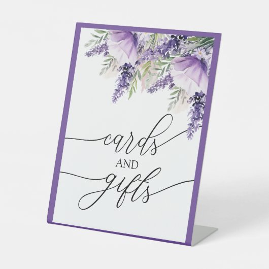 Elegante Lavender Purple Flowers | Kartenzeichen Sockelschild (Vorderseite)