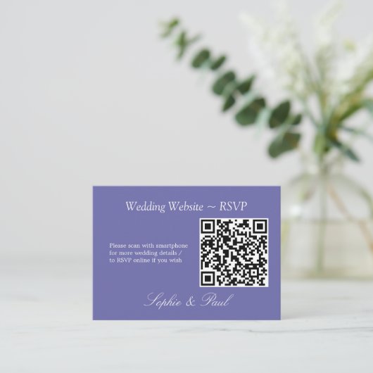 Elegante Lavender QR Code Website RSVP Card Begleitkarte (Stehend Vorderseite)