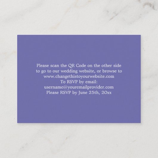 Elegante Lavender QR Code Website RSVP Card Begleitkarte (Rückseite)