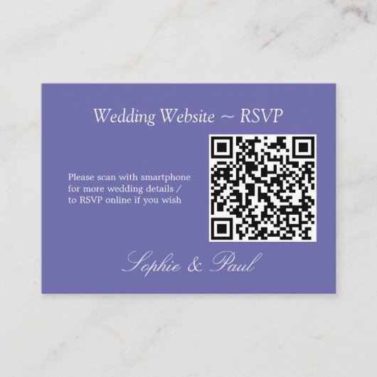 Elegante Lavender QR Code Website RSVP Card Begleitkarte (Vorderseite)
