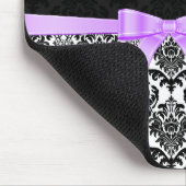 Elegante Lavender Ribbon Black & White Damasks 2 Mousepad (Ecke)