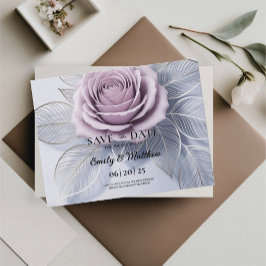Elegante Lavender-Rose Hochzeit speichern das Datu Ankündigungspostkarte