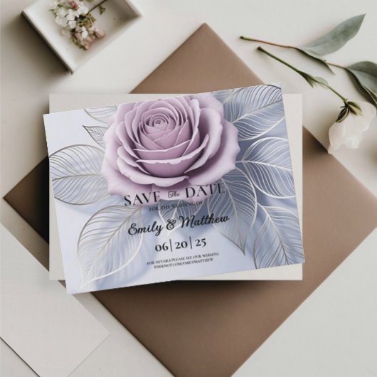 Elegante Lavender-Rose Hochzeit speichern das Datu Ankündigungspostkarte