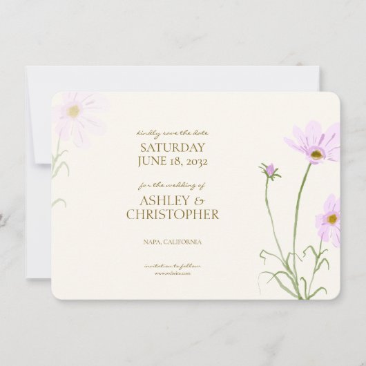 Elegante Lavender Spring Wildblume Hochzeit Save The Date (Vorderseite)