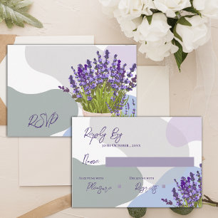 Elegante Lavender Stiems in Basket Floral Wedding RSVP Karte