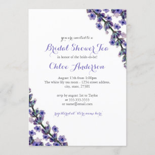 Elegante Lavender Teacup Bridal Dusche Einladung