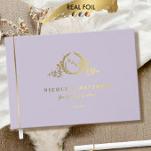 Elegante Lavender und Real Foil Monogram Wedding Gästebuch