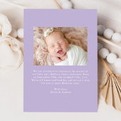 Elegante Lavender Vintag Bow Foto Birth Ankündigung