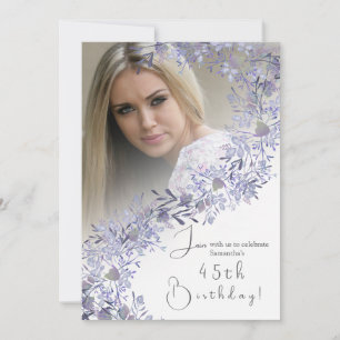 Elegante Lavender Vintages Foto Geburtstagsfeier E Einladung