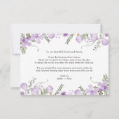 Elegante Lavender Watercolor Blume Hochzeit Dankeskarte (Rückseite)