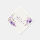 Elegante Lavender Watercolor Floral Bouquet Weddin Serviette (Ecke)
