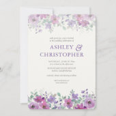 Elegante Lavender Watercolor Floral Wedding Einladung (Vorderseite)