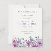 Elegante Lavender Watercolor Floral Wedding Save The Date (Vorderseite)
