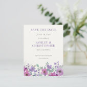 Elegante Lavender Watercolor Floral Wedding Save The Date (Stehend Vorderseite)