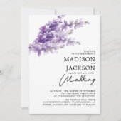 Elegante Lavender Watercolor Hochzeit Einladung (Vorderseite)