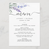 Elegante Lavender Watercolor Hochzeit Menükarte (Vorderseite)