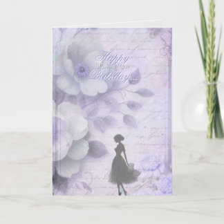 Elegante Lavender Watercolor Lady Geburtstagskarte Dankeskarte