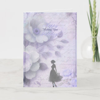 Elegante Lavender Watercolor Lady Geburtstagskarte Dankeskarte