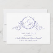 Elegante Lavender Watercolor Monogram Calligraphie Save The Date (Vorderseite)