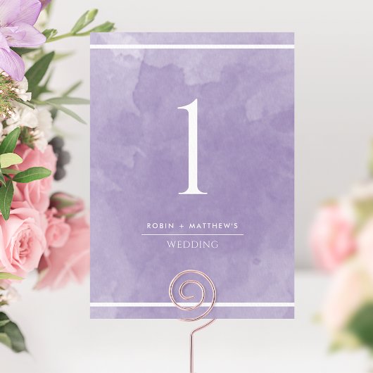 Elegante Lavender Watercolor Tischnummer