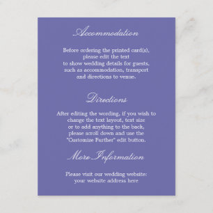 Elegante Lavender Wedding Details Card Begleitkarte