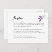 Elegante Lavender Wedding Reception Enclosure Card Postkarte (Vorne/Hinten)