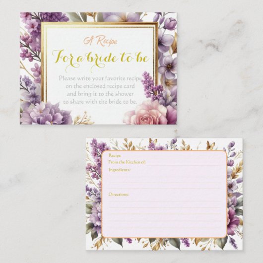 Elegante Lavender Wildblume Custom Begleitkarte (Vorne/Hinten)