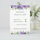 Elegante Lavender Wildblume Custom RSVP Karte (Stehend Vorderseite)