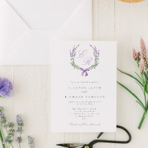 Elegante Lavender Wreath & Bow Monogram Wedding