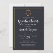 Elegante Law School Gold Justice Abschluss Foto Einladung (Vorderseite)