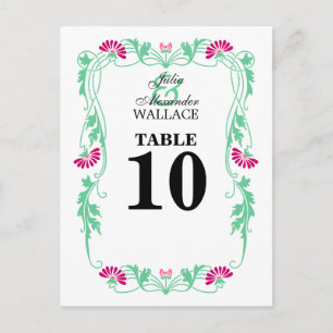 Elegante Leaf Florals & Wirbel Tischnummer Card