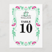 Elegante Leaf Florals & Wirbel Tischnummer Card (Vorderseite)