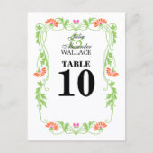 Elegante Leaf Florals & Wirbel Tischnummer Card (Vorderseite)