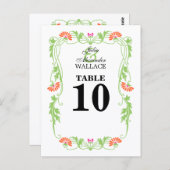 Elegante Leaf Florals & Wirbel Tischnummer Card (Vorne/Hinten)