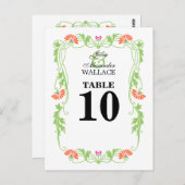 Elegante Leaf Florals & Wirbel Tischnummer Card (Vorne/Hinten)