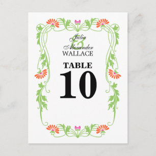 Elegante Leaf Florals & Wirbel Tischnummer Card