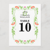 Elegante Leaf Florals & Wirbel Tischnummer Card (Vorderseite)